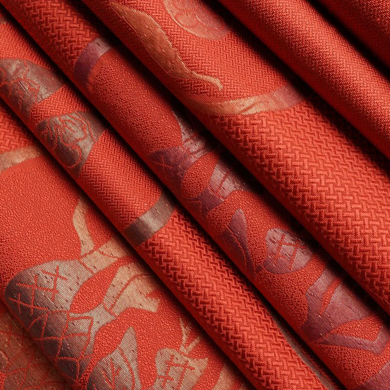 名古屋帯 六通柄 正絹 幾何学柄・抽象柄 通し仕立て なごや帯 リサイクル帯 帯 赤・朱_画像21