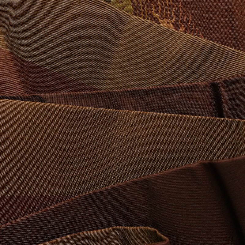 名古屋帯 六通柄 良品 正絹 木の葉・植物柄 名古屋仕立て なごや帯 リサイクル帯 帯 モダン 茶_画像18