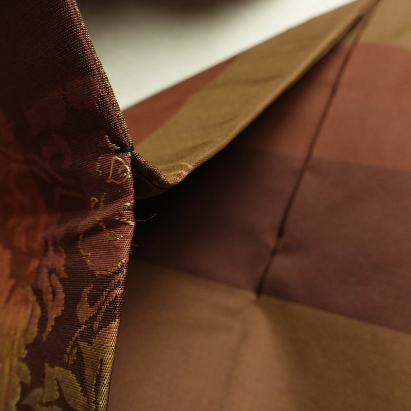 名古屋帯 六通柄 良品 正絹 木の葉・植物柄 名古屋仕立て なごや帯 リサイクル帯 帯 モダン 茶_画像20