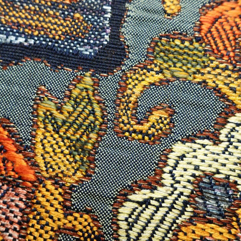 名古屋帯 太鼓柄 良品 正絹 幾何学柄・抽象柄 通し仕立て なごや帯 リサイクル帯 帯 モダン 紬地 青・紺_画像5