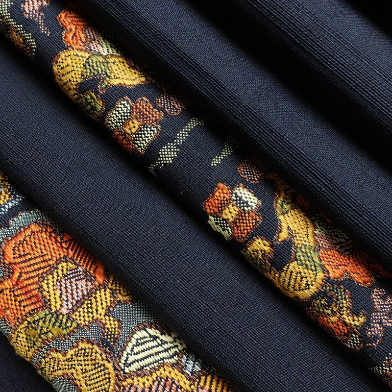 名古屋帯 太鼓柄 良品 正絹 幾何学柄・抽象柄 通し仕立て なごや帯 リサイクル帯 帯 モダン 紬地 青・紺_画像20