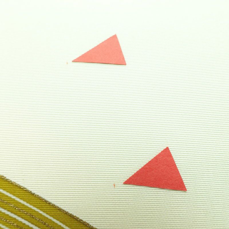 名古屋帯 太鼓柄 正絹 花柄 名古屋仕立て なごや帯 リサイクル帯 帯 箔 銀彩 シンプル 菊 緑・うぐいす色_画像6