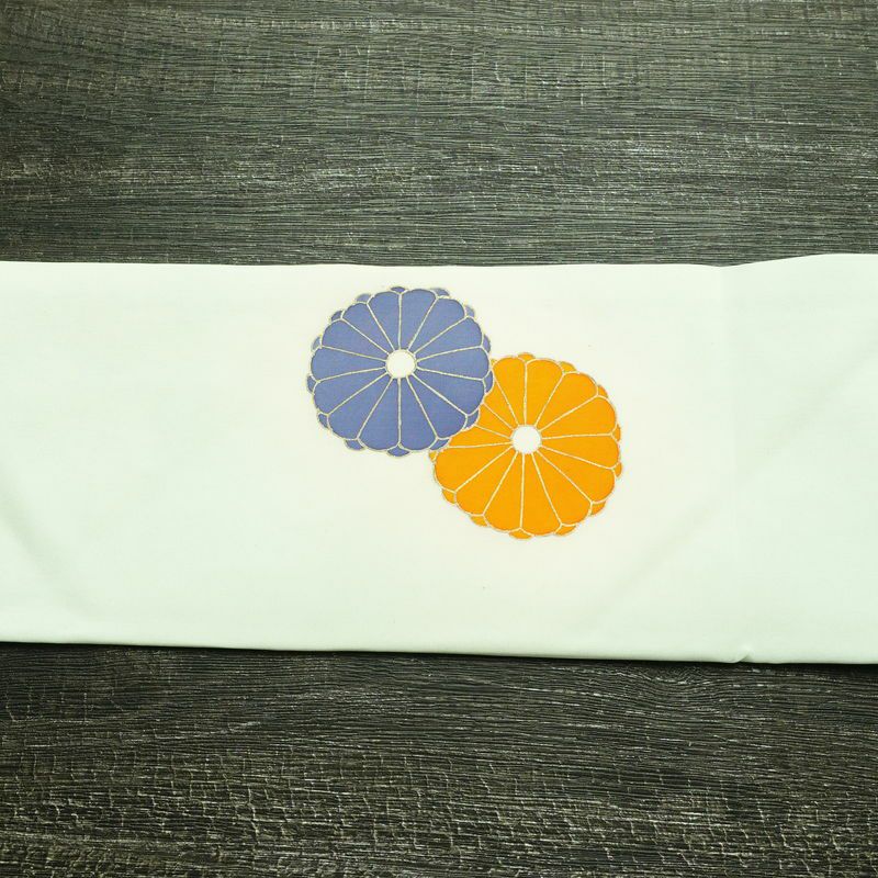 名古屋帯 太鼓柄 正絹 花柄 名古屋仕立て なごや帯 リサイクル帯 帯 箔 銀彩 シンプル 菊 緑・うぐいす色_画像13