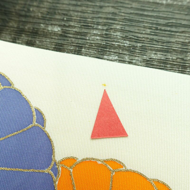 名古屋帯 太鼓柄 正絹 花柄 名古屋仕立て なごや帯 リサイクル帯 帯 箔 銀彩 シンプル 菊 緑・うぐいす色_画像15