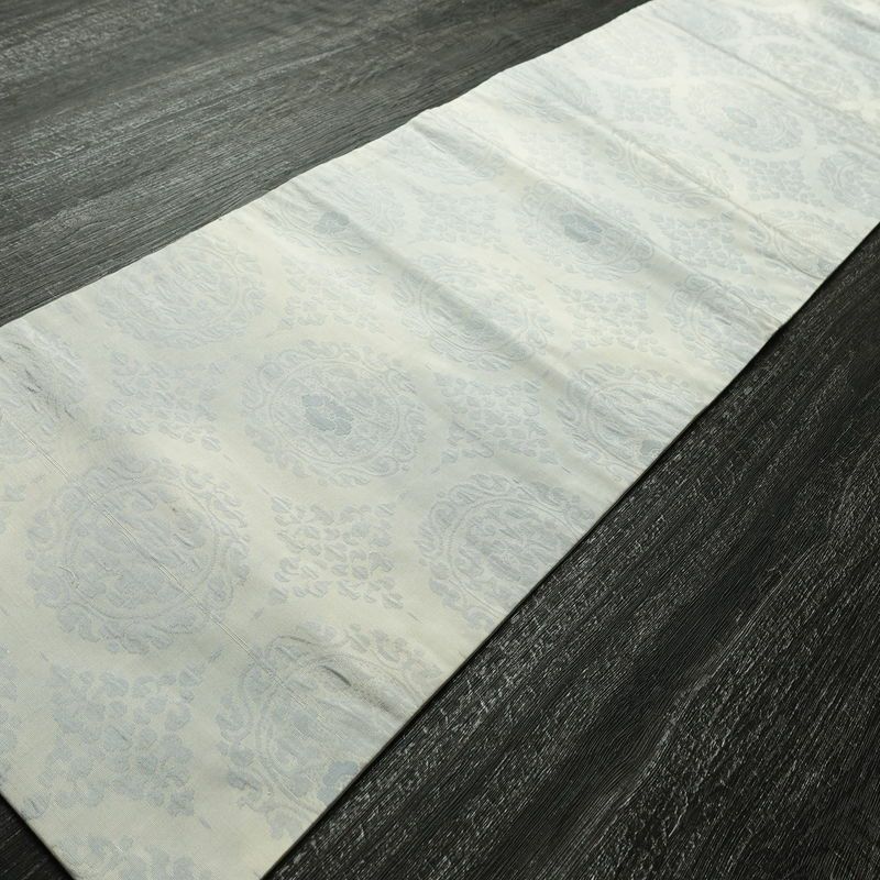 名古屋帯 六通柄 良品 正絹 幾何学柄・抽象柄 名古屋仕立て なごや帯 リサイクル帯 帯 青・紺_画像8