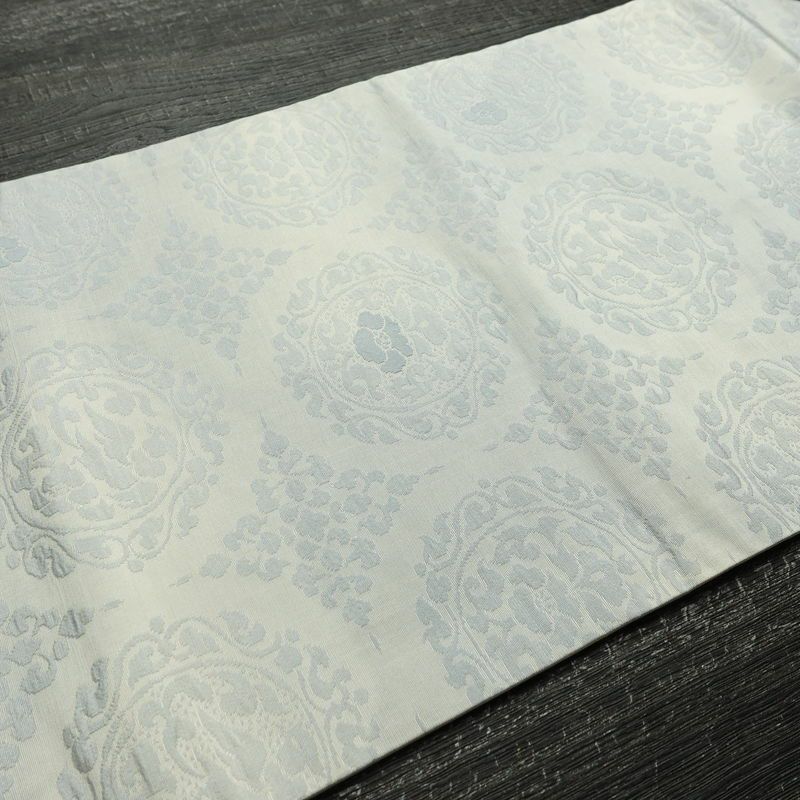 名古屋帯 六通柄 良品 正絹 幾何学柄・抽象柄 名古屋仕立て なごや帯 リサイクル帯 帯 青・紺_画像10