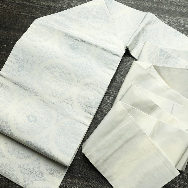 名古屋帯 六通柄 良品 正絹 幾何学柄・抽象柄 名古屋仕立て なごや帯 リサイクル帯 帯 青・紺_画像15