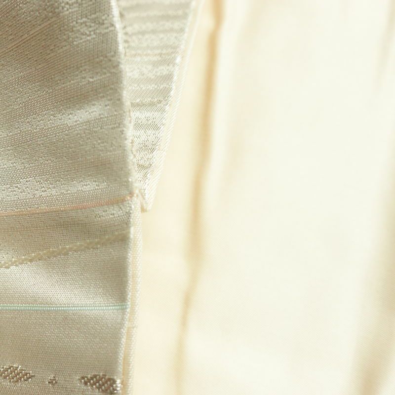 名古屋帯 六通柄 良品 正絹 蝶・昆虫柄 名古屋仕立て なごや帯 リサイクル帯 帯 箔 銀糸 金・銀_画像20