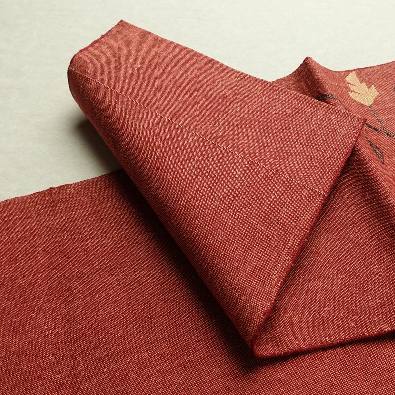 名古屋帯 太鼓柄 美品 正絹 幾何学柄・抽象柄 通し仕立て なごや帯 リサイクル帯 帯 モダン 赤・朱_画像11