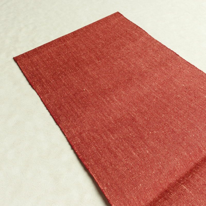 名古屋帯 太鼓柄 美品 正絹 幾何学柄・抽象柄 通し仕立て なごや帯 リサイクル帯 帯 モダン 赤・朱_画像18