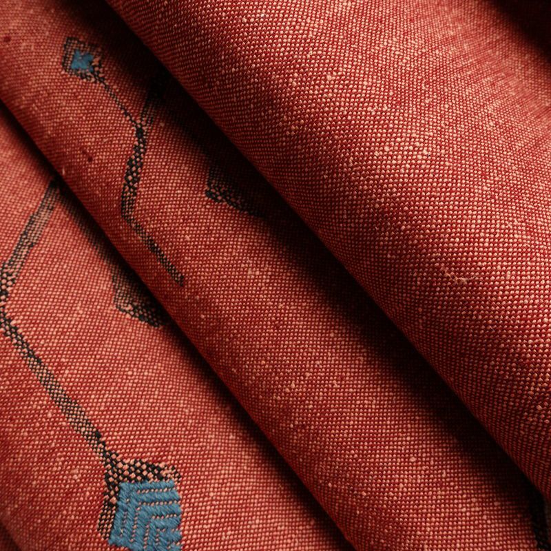 名古屋帯 太鼓柄 美品 正絹 幾何学柄・抽象柄 通し仕立て なごや帯 リサイクル帯 帯 モダン 赤・朱_画像20