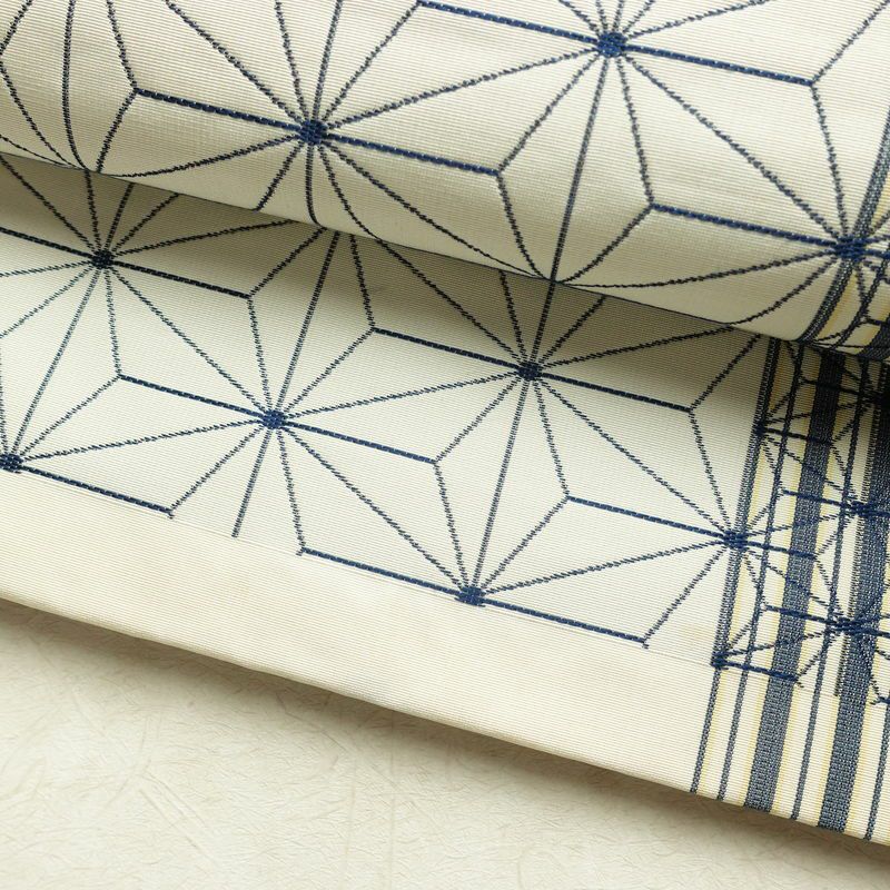 名古屋帯 六通柄 正絹 麻の葉柄 通し仕立て なごや帯 リサイクル帯 帯 白_画像6