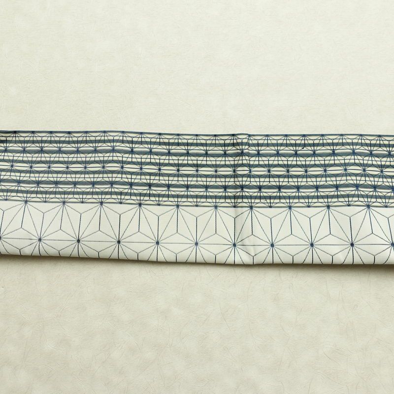 名古屋帯 六通柄 正絹 麻の葉柄 通し仕立て なごや帯 リサイクル帯 帯 白_画像15