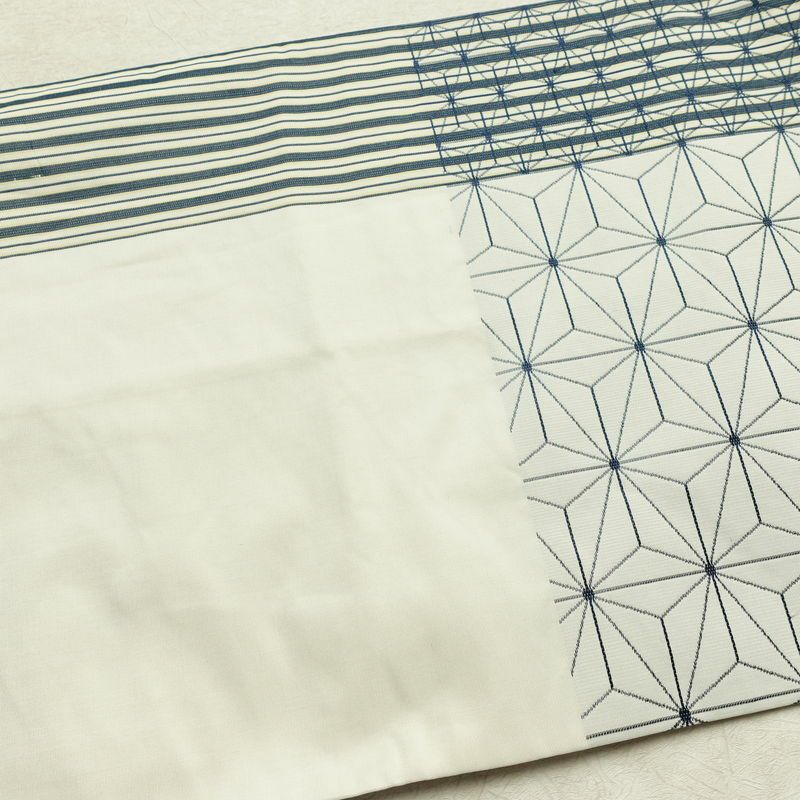 名古屋帯 六通柄 正絹 麻の葉柄 通し仕立て なごや帯 リサイクル帯 帯 白_画像16