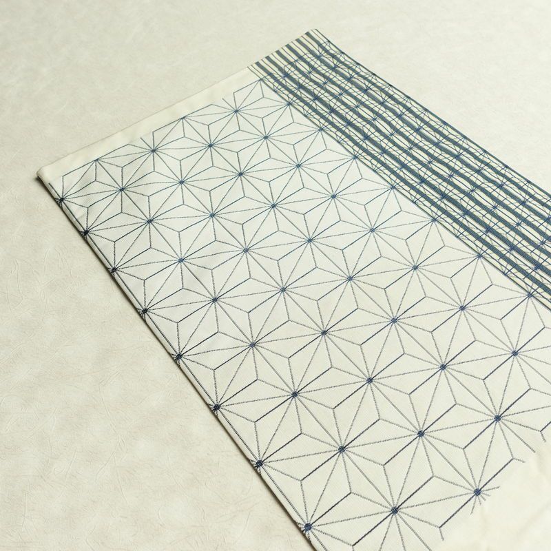 名古屋帯 六通柄 正絹 麻の葉柄 通し仕立て なごや帯 リサイクル帯 帯 白_画像19