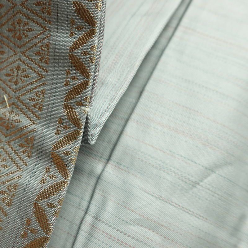 名古屋帯 六通柄 正絹 古典柄 名古屋仕立て なごや帯 リサイクル帯 帯 箔 青・紺_画像22