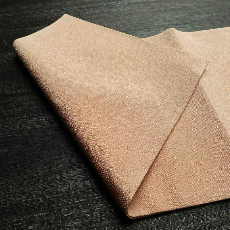 名古屋帯 太鼓柄 縮緬 正絹 木の葉・植物柄 名古屋仕立て なごや帯 リサイクル帯 帯 箔 金彩 シンプル ピンク_画像10