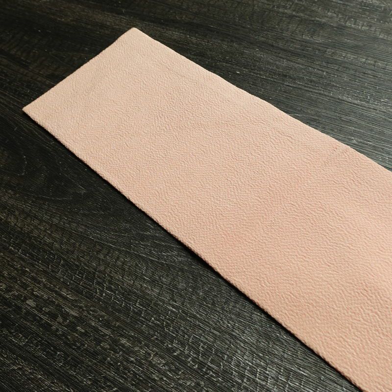 名古屋帯 太鼓柄 縮緬 正絹 木の葉・植物柄 名古屋仕立て なごや帯 リサイクル帯 帯 箔 金彩 シンプル ピンク_画像15