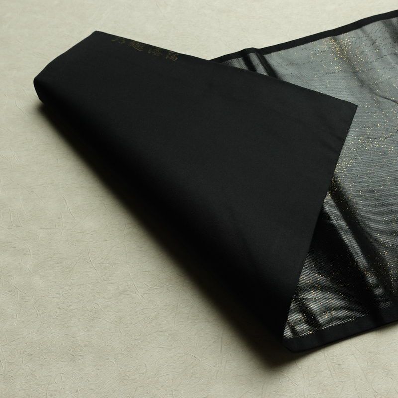 名古屋帯 太鼓柄 正絹 蝶・昆虫柄 名古屋仕立て なごや帯 リサイクル帯 帯 箔 引箔 黒_画像11