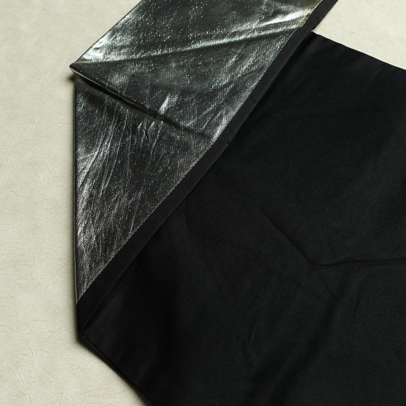 名古屋帯 太鼓柄 正絹 蝶・昆虫柄 名古屋仕立て なごや帯 リサイクル帯 帯 箔 引箔 黒_画像19