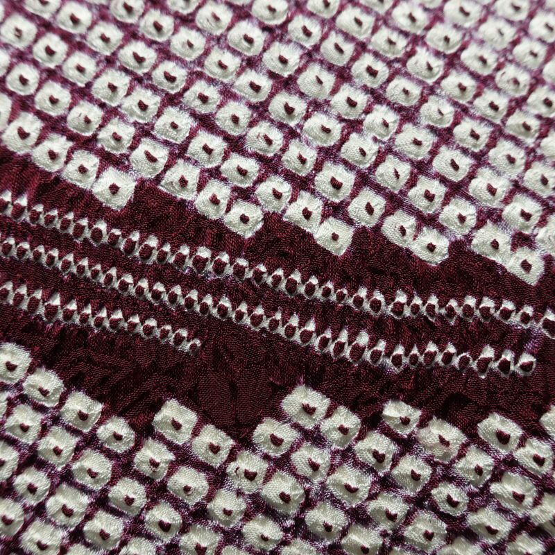 名古屋帯 太鼓柄 良品 絞り 綸子 正絹 幾何学柄・抽象柄 名古屋仕立て なごや帯 リサイクル帯 帯 モダン 紫・藤色_画像3