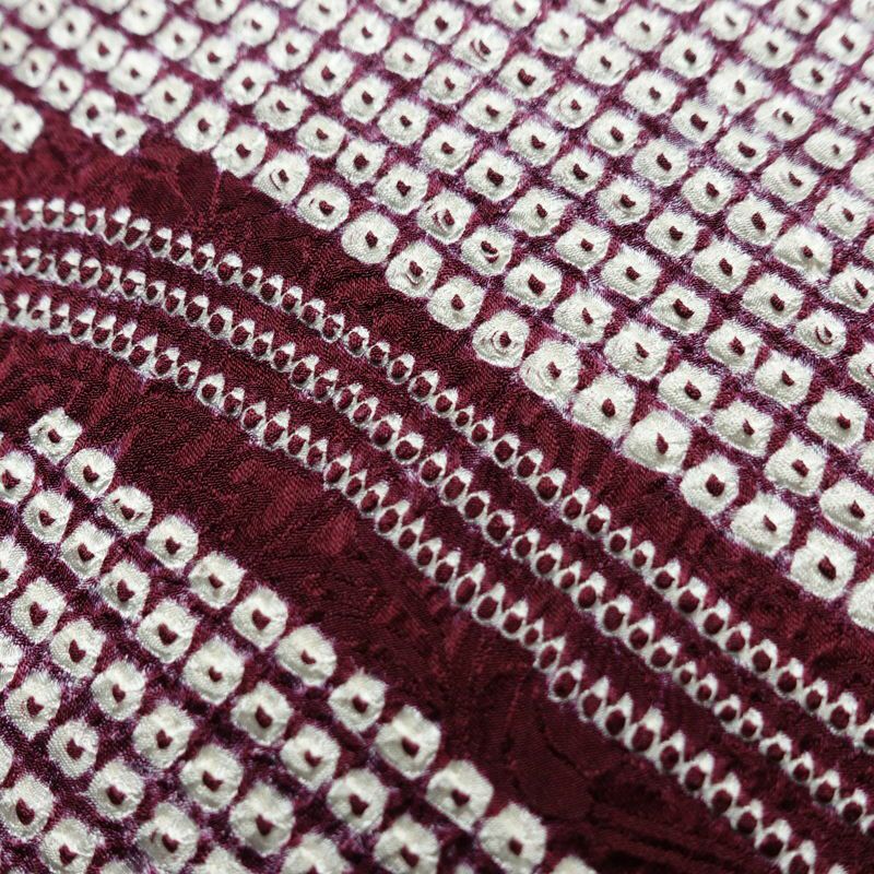 名古屋帯 太鼓柄 良品 絞り 綸子 正絹 幾何学柄・抽象柄 名古屋仕立て なごや帯 リサイクル帯 帯 モダン 紫・藤色_画像6