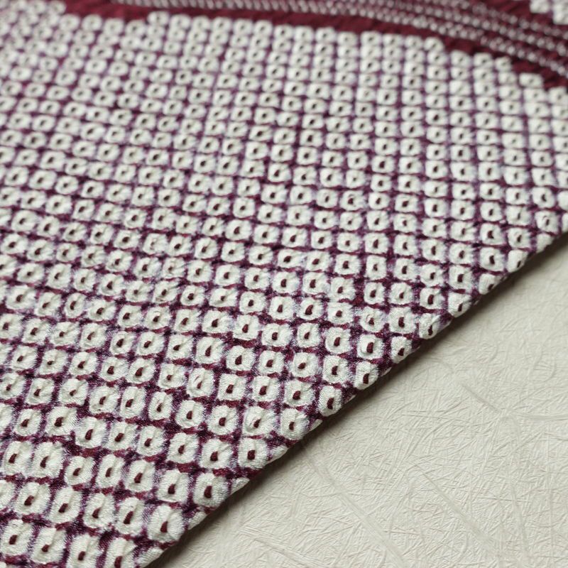 名古屋帯 太鼓柄 良品 絞り 綸子 正絹 幾何学柄・抽象柄 名古屋仕立て なごや帯 リサイクル帯 帯 モダン 紫・藤色_画像12