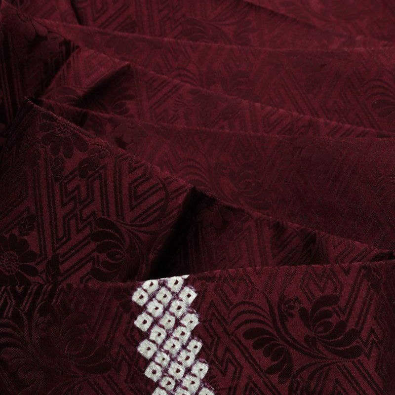 名古屋帯 太鼓柄 良品 絞り 綸子 正絹 幾何学柄・抽象柄 名古屋仕立て なごや帯 リサイクル帯 帯 モダン 紫・藤色_画像17