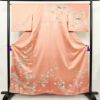 訪問着 美品 綸子 伊達衿付き 金駒刺繍 正絹 古典柄 袷仕立て 身丈159cm 裄丈66cm リサイクル着物 着物 入学式 卒業式 七五三 お宮参り フォーマル 四季花 紅葉 菖蒲 菊 桜 ピンク_画像1