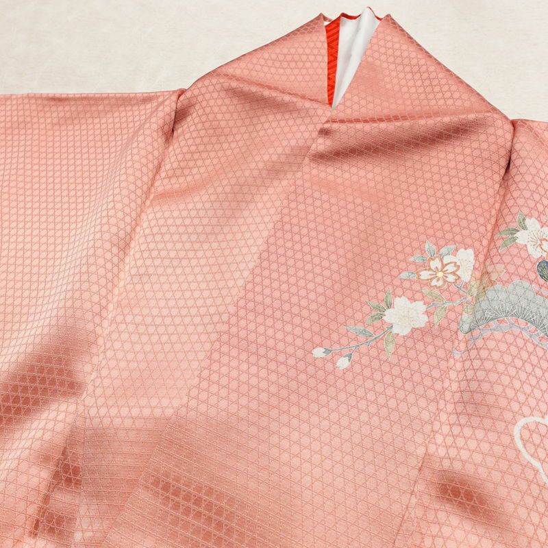 訪問着 美品 綸子 伊達衿付き 金駒刺繍 正絹 古典柄 袷仕立て 身丈159cm 裄丈66cm リサイクル着物 着物 入学式 卒業式 七五三 お宮参り フォーマル 四季花 紅葉 菖蒲 菊 桜 ピンク_画像17