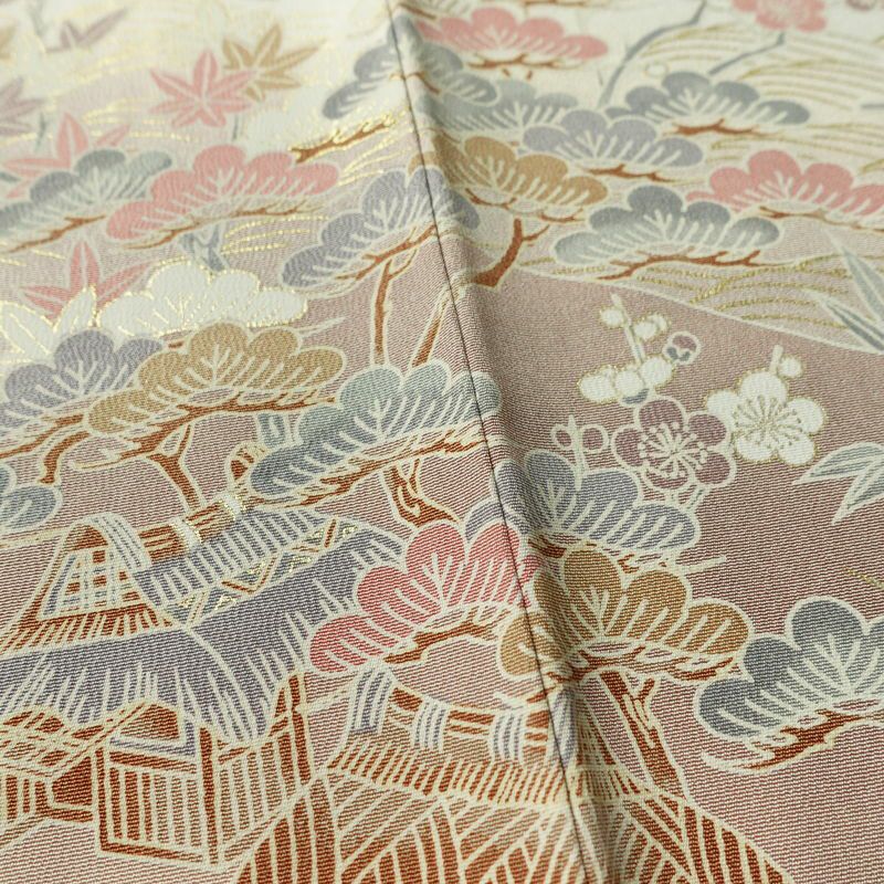 訪問着 縮緬 正絹 古典柄 袷仕立て 身丈158.5cm 裄丈65cm リサイクル着物 着物 箔 金彩 入学式 卒業式 七五三 お宮参り フォーマル 上品 青・紺_画像10