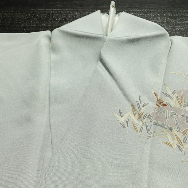 訪問着 縮緬 正絹 古典柄 袷仕立て 身丈158.5cm 裄丈65cm リサイクル着物 着物 箔 金彩 入学式 卒業式 七五三 お宮参り フォーマル 上品 青・紺_画像17