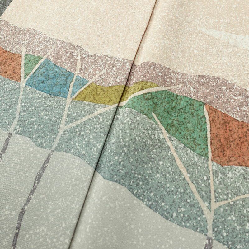 訪問着 正絹 幾何学柄・抽象柄 袷仕立て 身丈167cm 裄丈66.5cm リサイクル着物 着物 フォーマル ベージュ_画像7