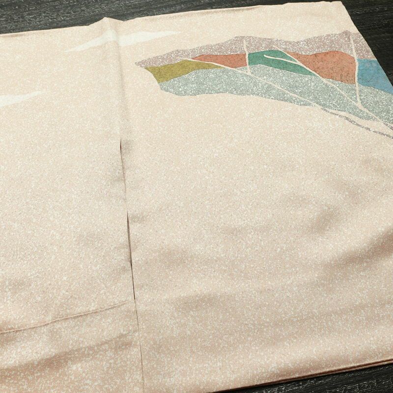 訪問着 正絹 幾何学柄・抽象柄 袷仕立て 身丈167cm 裄丈66.5cm リサイクル着物 着物 フォーマル ベージュ_画像14
