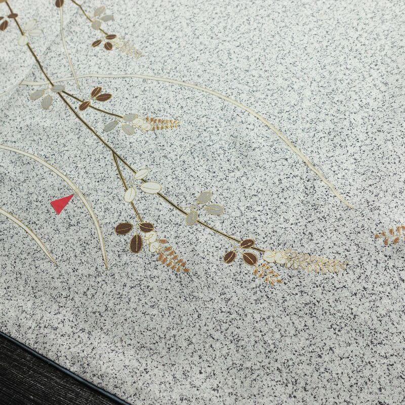 訪問着 正絹 木の葉・植物柄 袷仕立て 身丈157cm 裄丈62.5cm リサイクル着物 着物 箔 金彩 入学式 卒業式 七五三 お宮参り フォーマル グレー_画像11