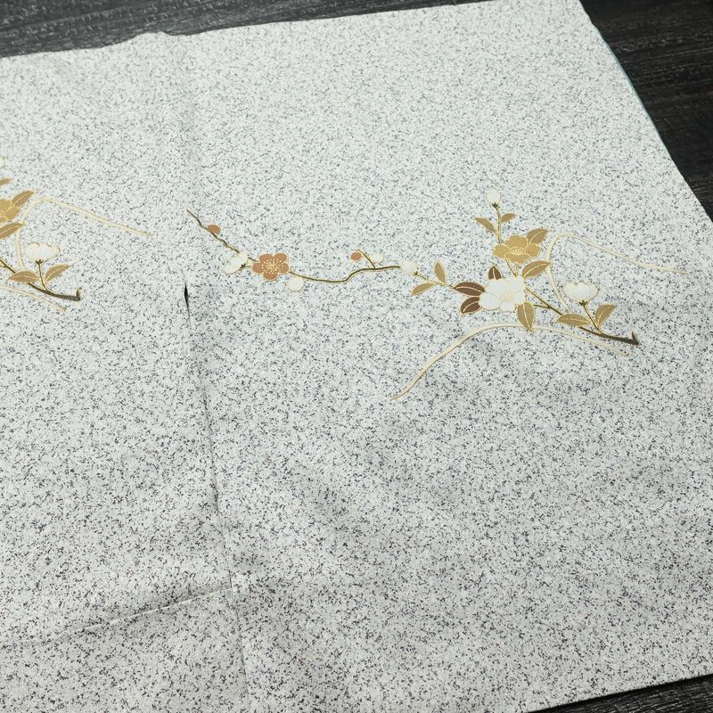 訪問着 正絹 木の葉・植物柄 袷仕立て 身丈157cm 裄丈62.5cm リサイクル着物 着物 箔 金彩 入学式 卒業式 七五三 お宮参り フォーマル グレー_画像13