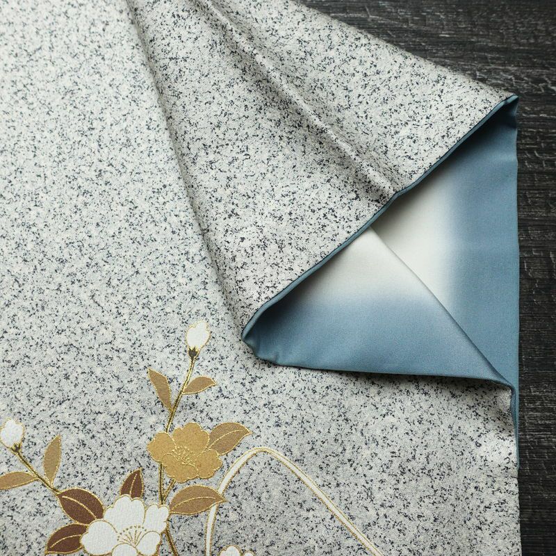 訪問着 正絹 木の葉・植物柄 袷仕立て 身丈157cm 裄丈62.5cm リサイクル着物 着物 箔 金彩 入学式 卒業式 七五三 お宮参り フォーマル グレー_画像14