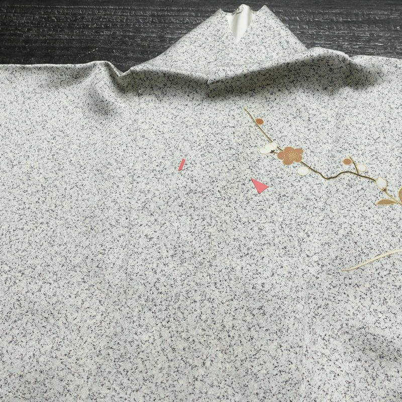 訪問着 正絹 木の葉・植物柄 袷仕立て 身丈157cm 裄丈62.5cm リサイクル着物 着物 箔 金彩 入学式 卒業式 七五三 お宮参り フォーマル グレー_画像17