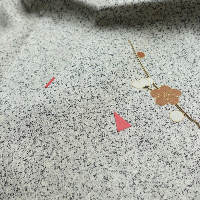 訪問着 正絹 木の葉・植物柄 袷仕立て 身丈157cm 裄丈62.5cm リサイクル着物 着物 箔 金彩 入学式 卒業式 七五三 お宮参り フォーマル グレー_画像18