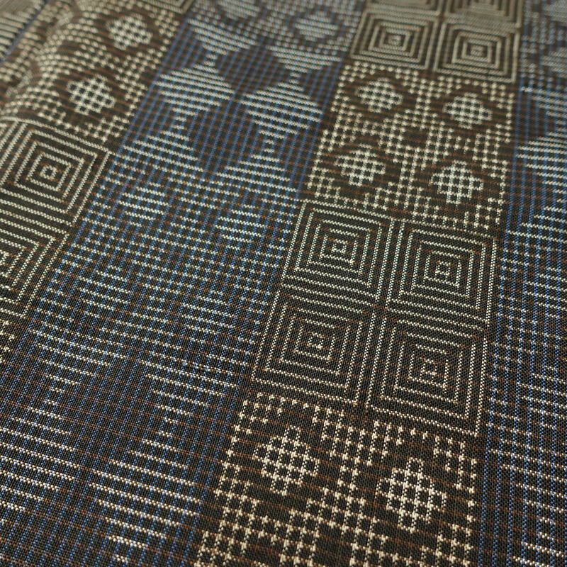 紬 しつけ糸付き 正絹 縞柄・線柄 袷仕立て 身丈150cm 裄丈66cm リサイクル着物 着物 モダン 多色使い_画像7