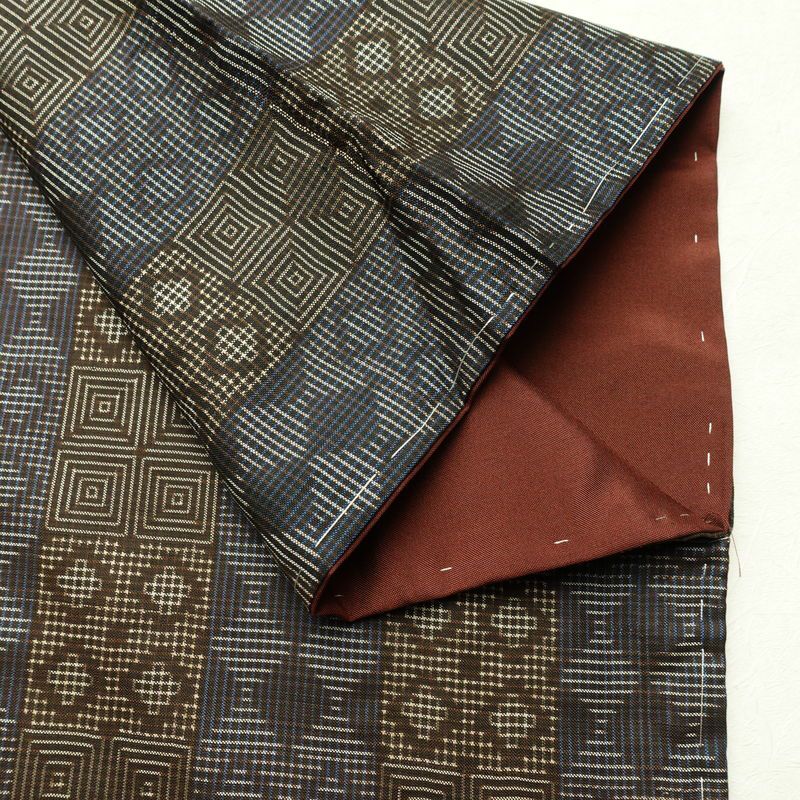 紬 しつけ糸付き 正絹 縞柄・線柄 袷仕立て 身丈150cm 裄丈66cm リサイクル着物 着物 モダン 多色使い_画像16