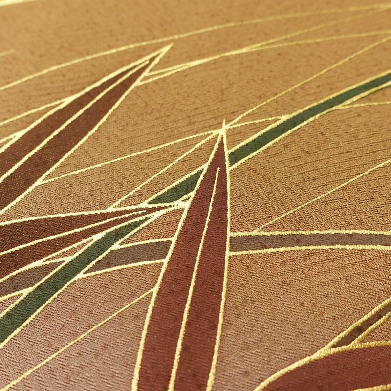 訪問着 良品 しつけ糸付き 正絹 木の葉・植物柄 袷仕立て 身丈162.5cm 裄丈65cm リサイクル着物 着物 刺繍 金彩 入学式 卒業式 七五三 お宮参り フォーマル 黄・黄土色_画像9