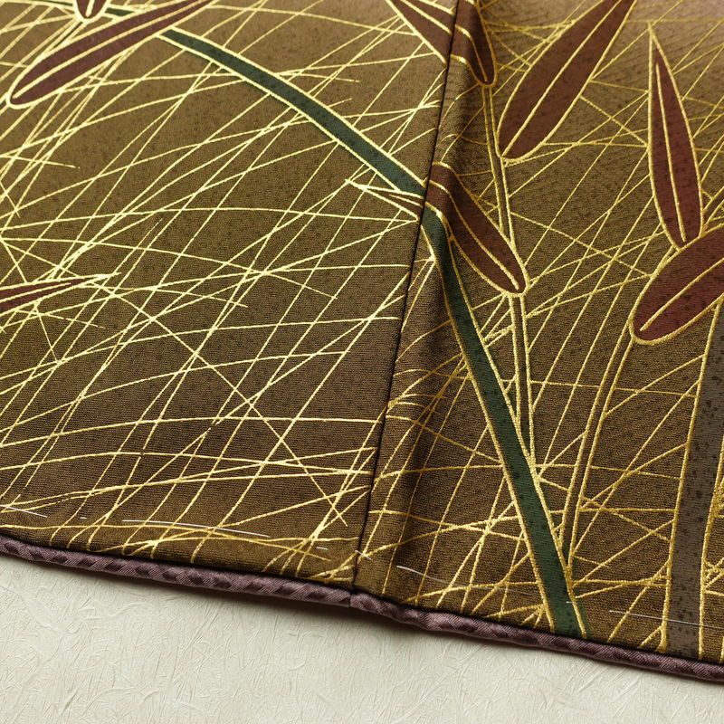 訪問着 良品 しつけ糸付き 正絹 木の葉・植物柄 袷仕立て 身丈162.5cm 裄丈65cm リサイクル着物 着物 刺繍 金彩 入学式 卒業式 七五三 お宮参り フォーマル 黄・黄土色_画像13