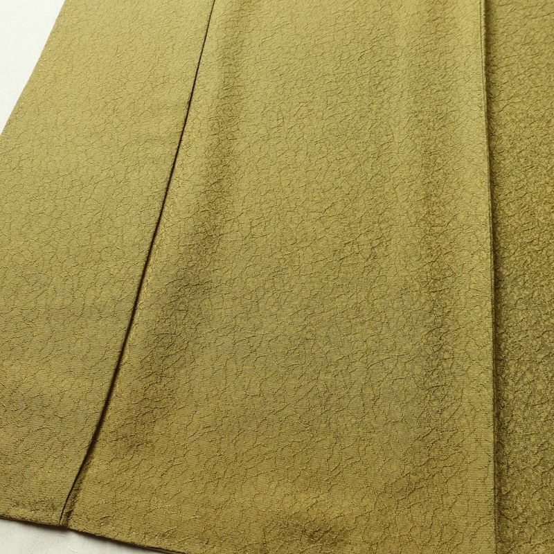 色無地 一つ紋付き 正絹 幾何学柄・抽象柄 袷仕立て 身丈158cm 裄丈65.5cm リサイクル着物 着物 ぼかし お茶会 フォーマル 黄・黄土色_画像4