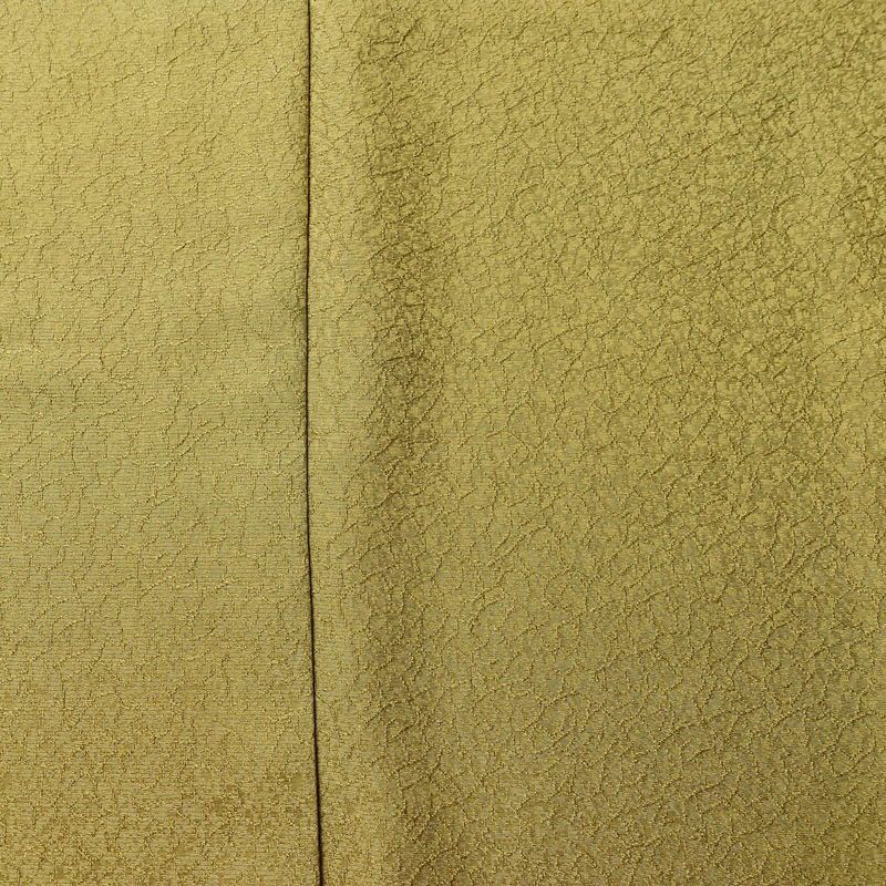 色無地 一つ紋付き 正絹 幾何学柄・抽象柄 袷仕立て 身丈158cm 裄丈65.5cm リサイクル着物 着物 ぼかし お茶会 フォーマル 黄・黄土色_画像6