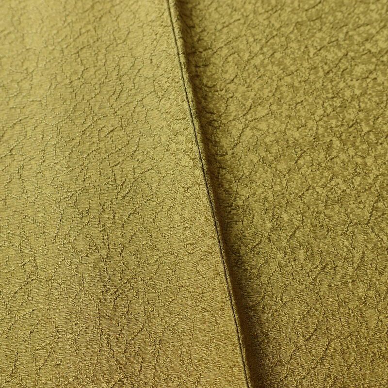 色無地 一つ紋付き 正絹 幾何学柄・抽象柄 袷仕立て 身丈158cm 裄丈65.5cm リサイクル着物 着物 ぼかし お茶会 フォーマル 黄・黄土色_画像10