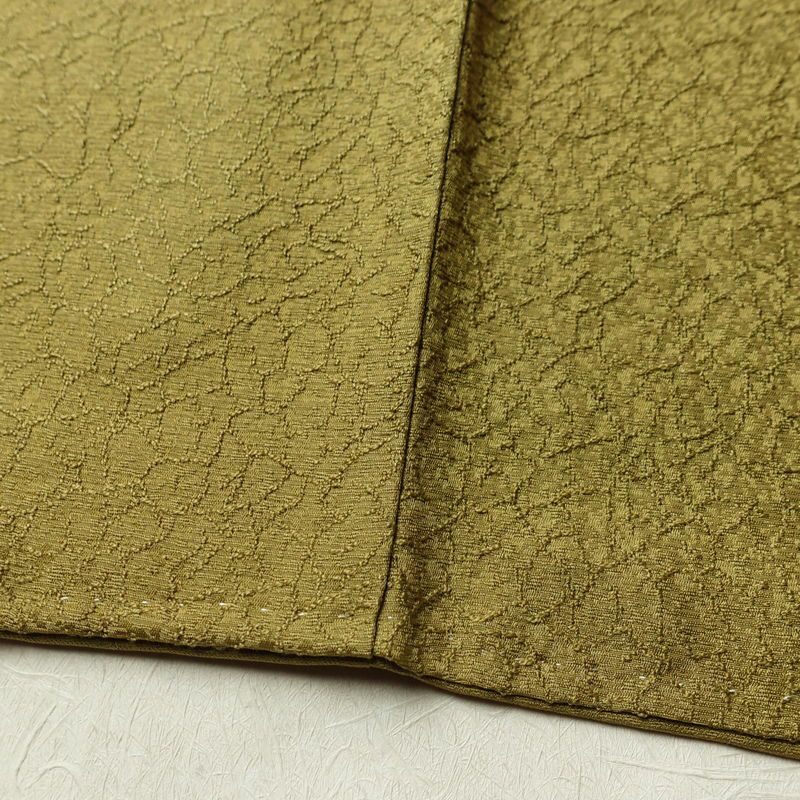 色無地 一つ紋付き 正絹 幾何学柄・抽象柄 袷仕立て 身丈158cm 裄丈65.5cm リサイクル着物 着物 ぼかし お茶会 フォーマル 黄・黄土色_画像11