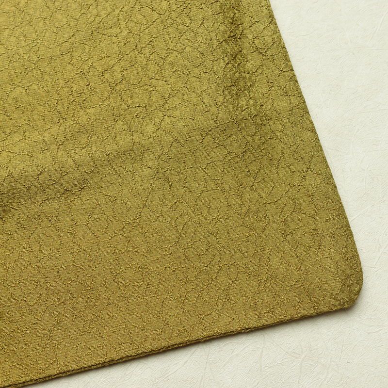 色無地 一つ紋付き 正絹 幾何学柄・抽象柄 袷仕立て 身丈158cm 裄丈65.5cm リサイクル着物 着物 ぼかし お茶会 フォーマル 黄・黄土色_画像15