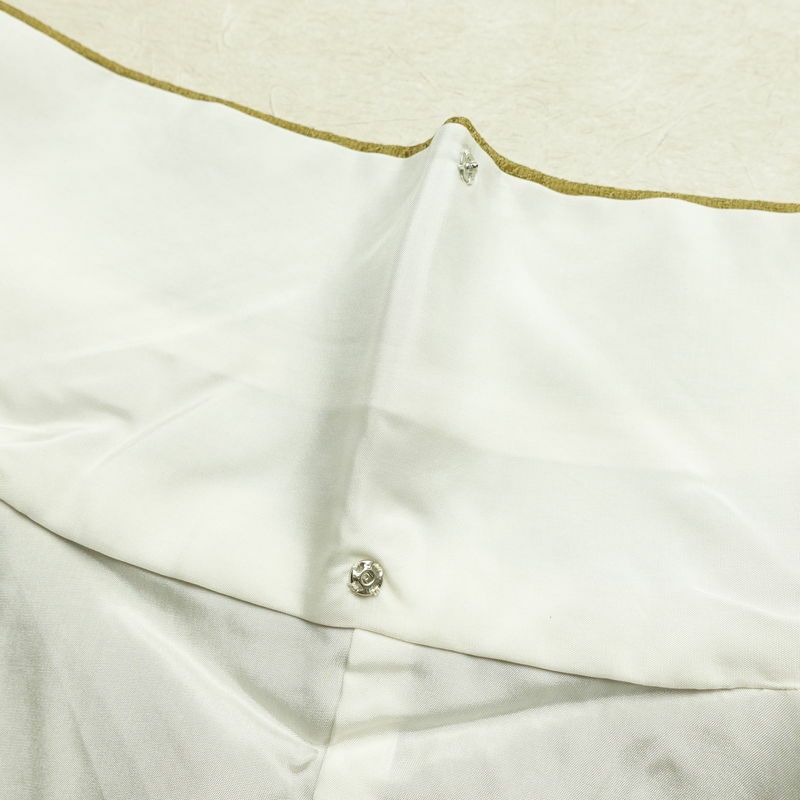 色無地 一つ紋付き 正絹 幾何学柄・抽象柄 袷仕立て 身丈158cm 裄丈65.5cm リサイクル着物 着物 ぼかし お茶会 フォーマル 黄・黄土色_画像17