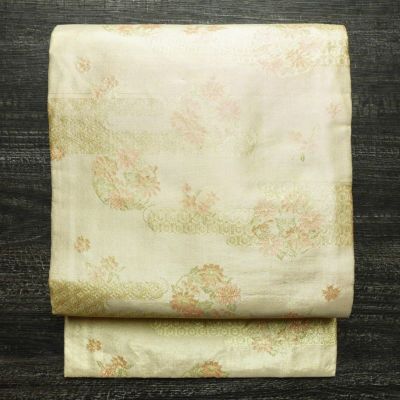 名古屋帯 全通柄 正絹 古典柄 名古屋仕立て なごや帯 リサイクル帯 帯 箔 金・銀